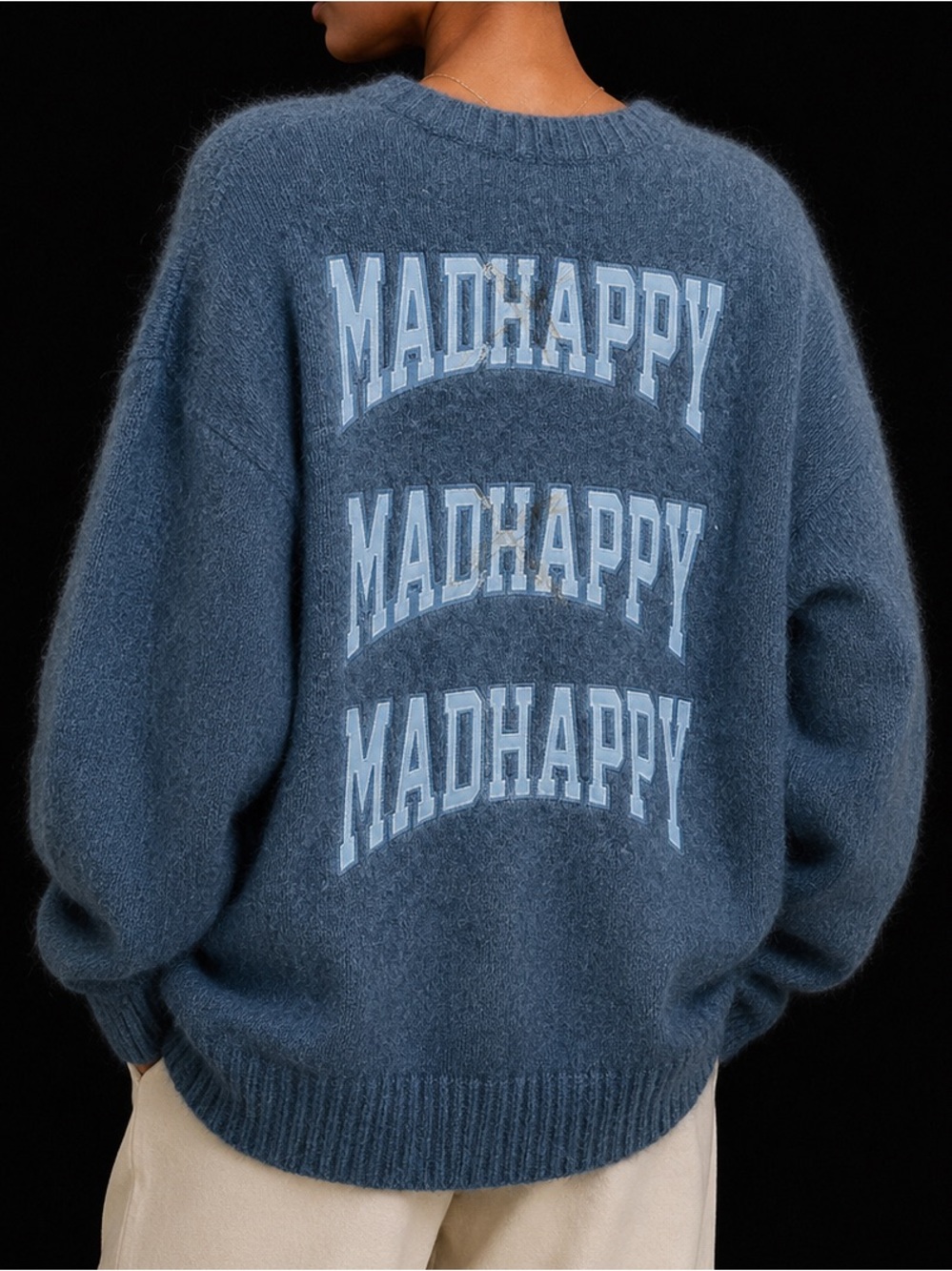 Madhappy Blue Logo Knit Crewneck Sweater